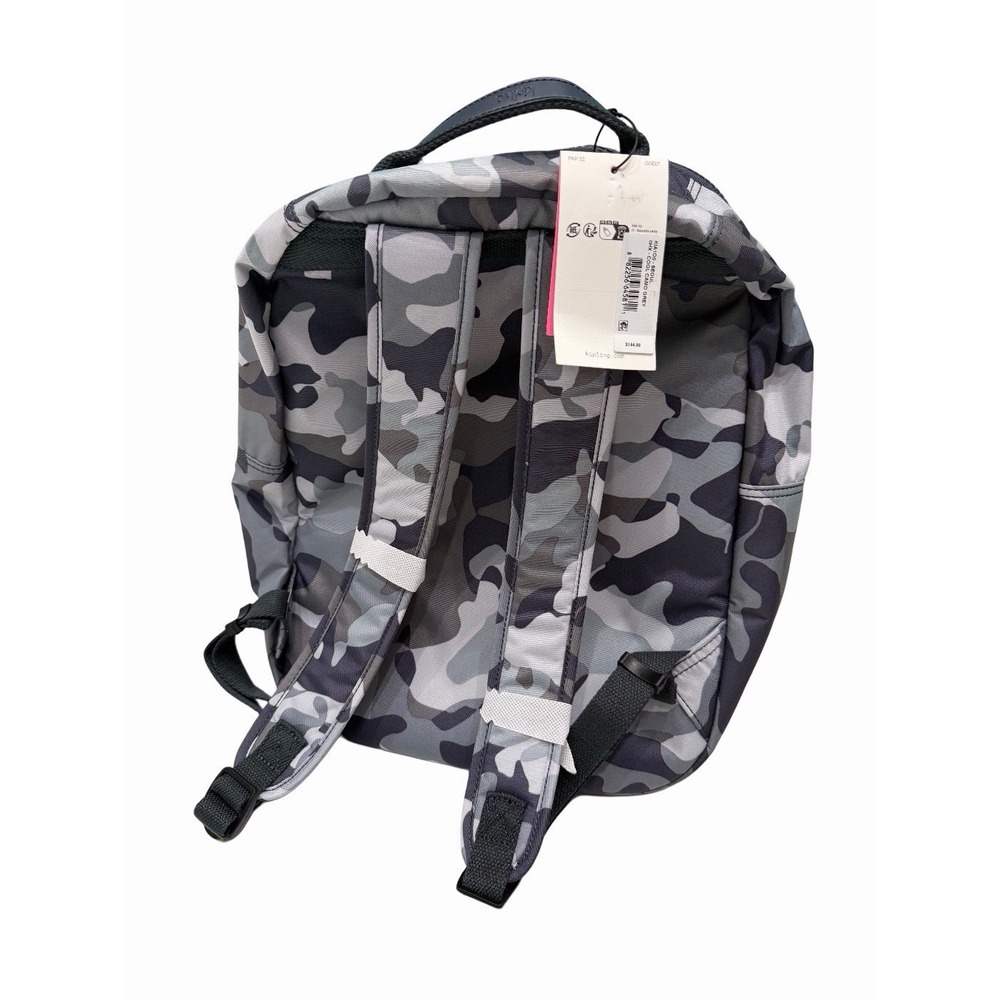 Kipling School Backpack Cool Camo Gray Camouflage Adjustable Strap NWT - Picture 2 of 8